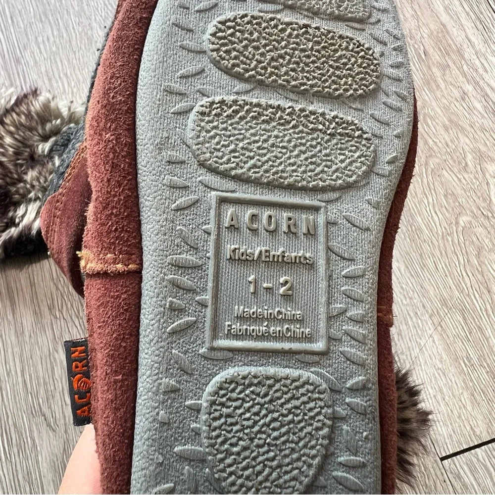 Acorn Unisex Brown Fur Slouch Boot Socks Toddler 1-2 Boho Tribal